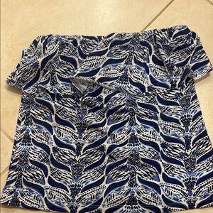 Lilly Pulitzer Blue and White Boxy Blouse
